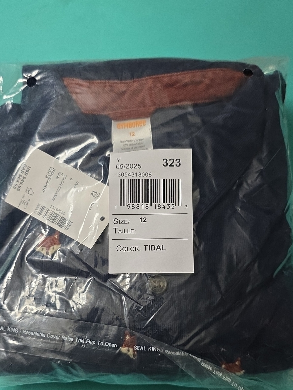 Gymboree Tidal Blue Lightweight Shirt Jacket -(Fox) Boys Size 12 Long Sleeve
